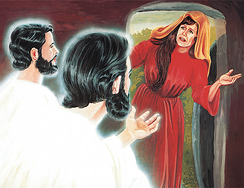 Ebʼ li anjel yookebʼ chi aatinak rikʼin li xMaria Magdalena