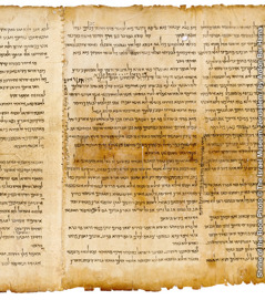 Petite partie d’un manuscrit de la mer Morte. Le texte est en hébreu