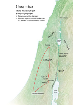 Jesus kawanqan witsanchö sitiukunapita mäpa: Belen, Nazaret, Jerusalen