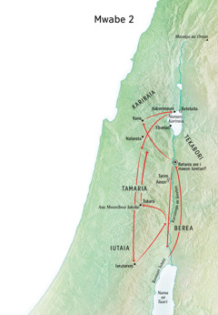 Map of locations in Jesus’ life including the Jordan River and Judea