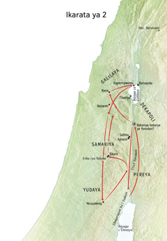 Map of locations in Jesus’ life including the Jordan River and Judea