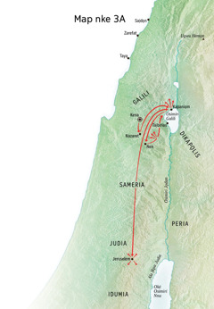 Map gosiri otú Jizọs si gaa ozi ọma na Galili, Kapaniọm, na Kena