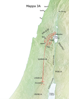 Mappa tal-ministeru taʼ Ġesù fil-Galilija, Kafarnahum, u Kana