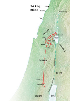 Jesus yachatsikur purinqan sitiukunapita mäpa. Tsëchömi Galilëa, Capernaum y Canä markapis këkan