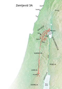 Zemljevid Jezusovega delovanja v Galileji, Kafarnaumu in Kani