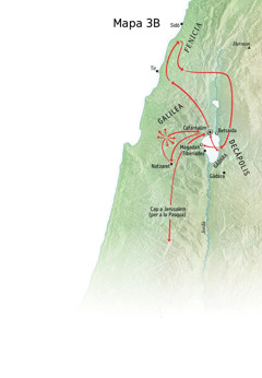 Mapa de llocs relacionats amb el ministeri de Jesús a Galilea, Fenícia i la Decàpolis