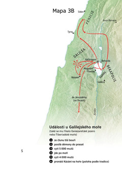 Mapa míst spojených s Ježíšovou službou v Galileji, Fénicii a Dekapoli