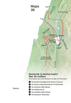 Mapa ku yeʼesik tuʼux predicarnaj Jesús tu luʼumil Galilea, Fenicia yéetel Decápolis