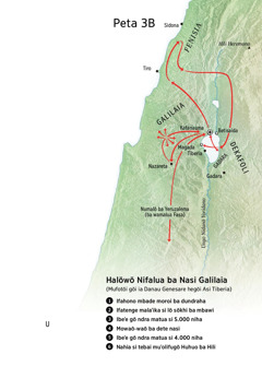 Peta sangoromaʼö halöwö fanuriaigö nifalua Yesu me so ia ba zi fasui Galilaia, Fenisia hegöi Dekafoli