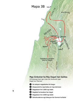 Mapa han mga lokasyon nga may kalabotan ha ministeryo ni Jesus ha palibot han Galilea, Fenicia, ngan Decapolis