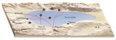 Map of locations related to Jesus’ ministry around the Sea of Galilee