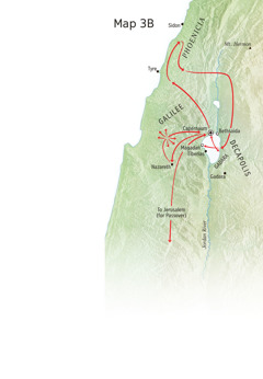 Map of locations related to Jesus’ ministry around Galilee, Phoenicia, and Decapolis