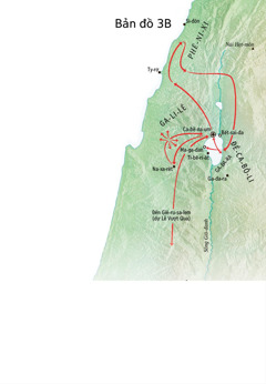 Bản đồ những địa điểm liên quan đến thánh chức của Chúa Giê-su ở Ga-li-lê, Phê-ni-xi và Ðê-ca-bô-li