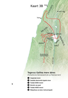 Kaart kohtadest, mis on seotud Jeesuse tegevusega Galileas, Foiniikias ja Dekapolises