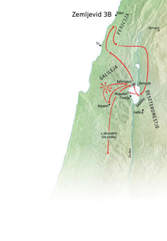 Zemljevid krajev Jezusovega delovanja okoli Galileje, Fenicije in Deseteromestja