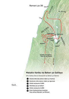 Map of locations related to Jesus’ ministry around Galilee, Phoenicia, and Decapolis