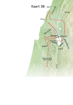 Kaart met plaatsen van Jezus’ bediening in Galilea, Fenicië en de Dekapolis