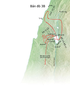 Bản đồ những địa điểm liên quan đến thánh chức của Chúa Giê-su ở Ga-li-lê, Phê-ni-xi và Đê-ca-bô-li