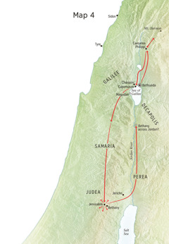 Map of Jesus’ ministry in Judea and Galilee