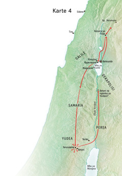 Karte ya mosala ya Yesu na Yudea mpe na Galile