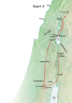 Kaart Jeesuse tegevusest Juudamaalja Galileas