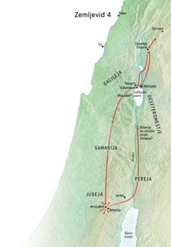 Zemljevid Jezusovega delovanja v Judeji in Galileji
