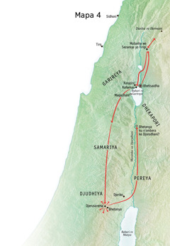 Mapa unopangidza basa ro kuparidzira ra Djesu mu Djudhiya uye mu Garireya