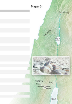 Mapa anapangiza mbuto zidamwaza Yezu mphangwa kuphatanizambo Yerusalemu, Bhetanya, Bhetifaji na Phiri ya Milivera