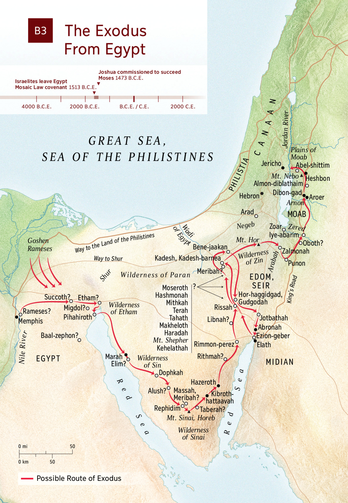 Image result for the exodus from egypt detailed map