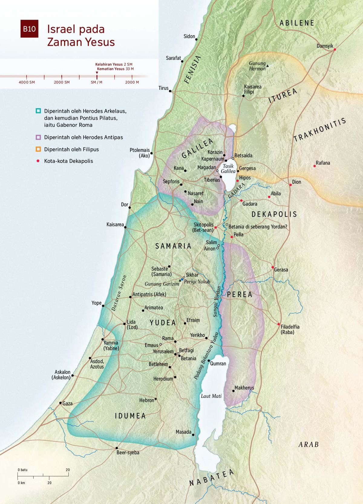 Peta: Israel pada Zaman Yesus  NWT  Bahasa Isyarat Malaysia (BIM)