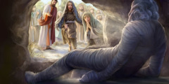 Jesus resurrects Lazarus