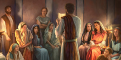 Christians in the Philippian congregation listening to the reading of a letter.