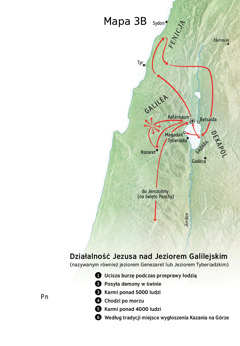 Mapa — miejsca związane ze służbą Jezusa w Galilei, Fenicji i Dekapolu