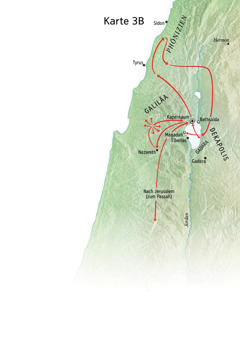 Karte zu Jesu Dienst in Galiläa, Phönizien und der Dekapolis