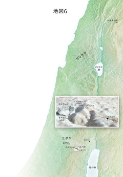 エルサレム，ベタニヤ，ベテパゲ，オリーブ山など，イエスの最後の宣教に関係する地図
