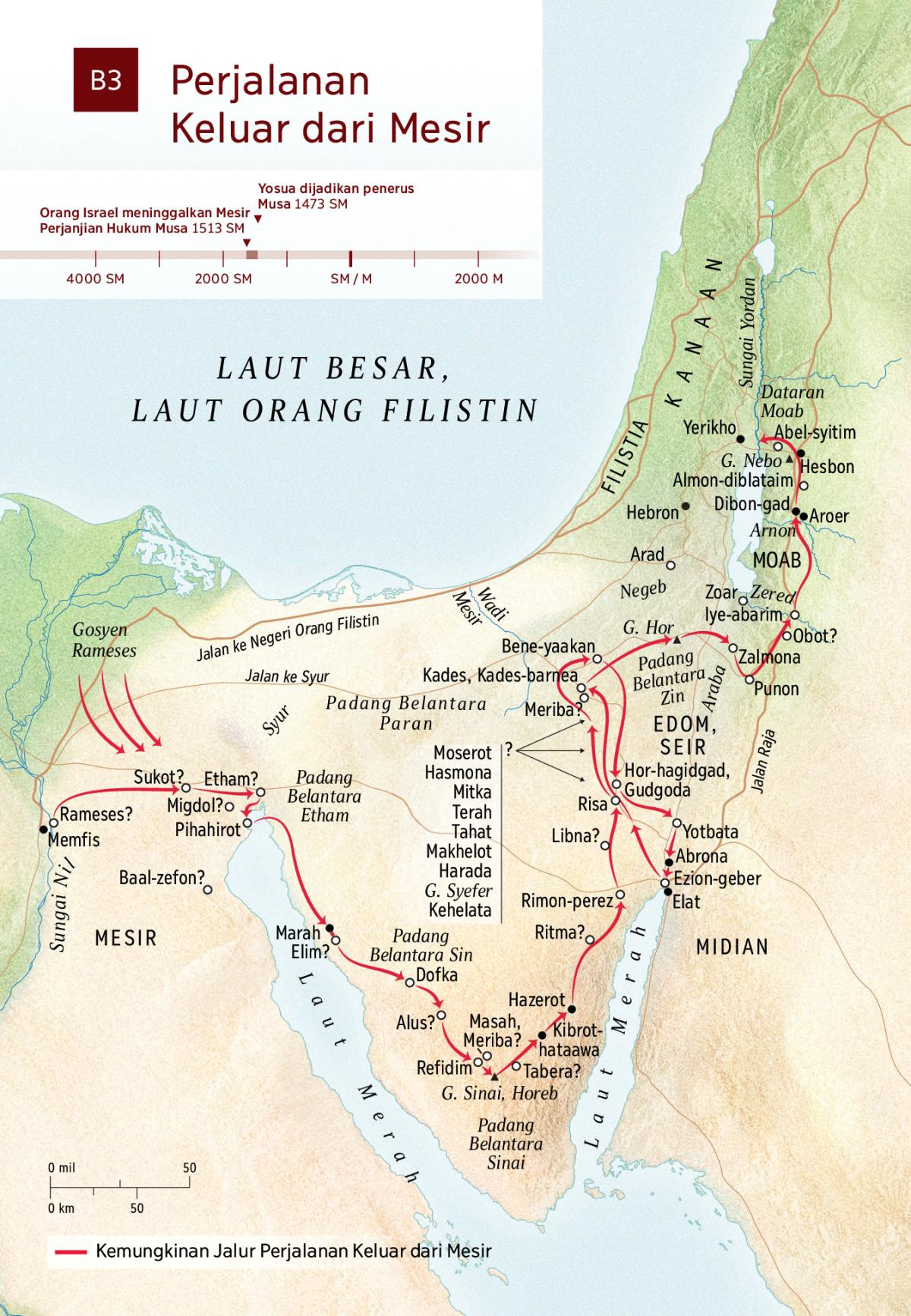 Rute Perjalanan Bangsa Israel  Dari Mesir Ke Kanaan 