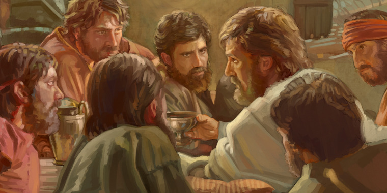 Jesus instituting the Lord’s Evening Meal with his faithful apostles.