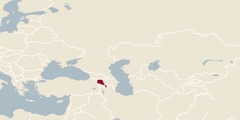 Harta lumii pe care este indicată Armenia