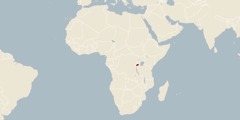 A world map showing Rwanda