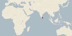 A world map showing Sri Lanka