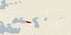 Карта света на којој је обележена Грузија