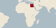 Um mapa-múndi mostrando o Egito