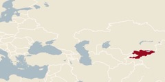 Карта света на којој је обележена Киргизија