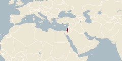 Mapa sveta s vyznačením polohy Izraela