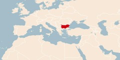 Карта света на којој је обележена Бугарска