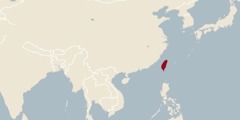 A world map showing Taiwan