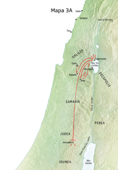 Mapa bʼa xcholo ekʼ ja Jesús ja bʼa Galilea, Capernaum sok Caná