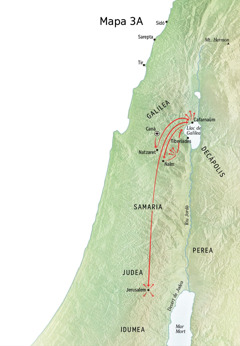 Mapa de la predicació de Jesús a Galilea, Cafarnaüm i Canà