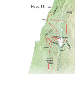 Mapu osonyeza madera ozungulira Nyanja ya Galileya, Foinike ndi Dekapoli komwe Yesu anachita utumiki wake
