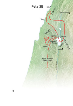Peta nunjukka pengawa nginjil Jesus ba sebelah Galili, Finisia, enggau Dekapolis